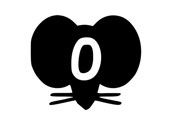 Cute Cartoon Mouse with Mono 0