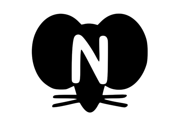 Cute Cartoon Mouse with Mono N