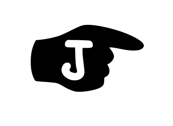 Pointing Hand with Playful Mono J