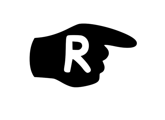 Pointing Hand with Playful Mono R