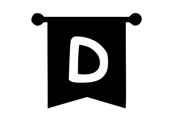 Royal Flag Banner with Playful Mono D