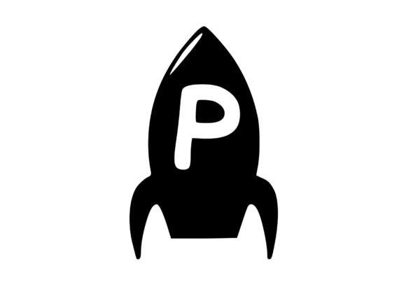 Space Rocket with Playful Mono P